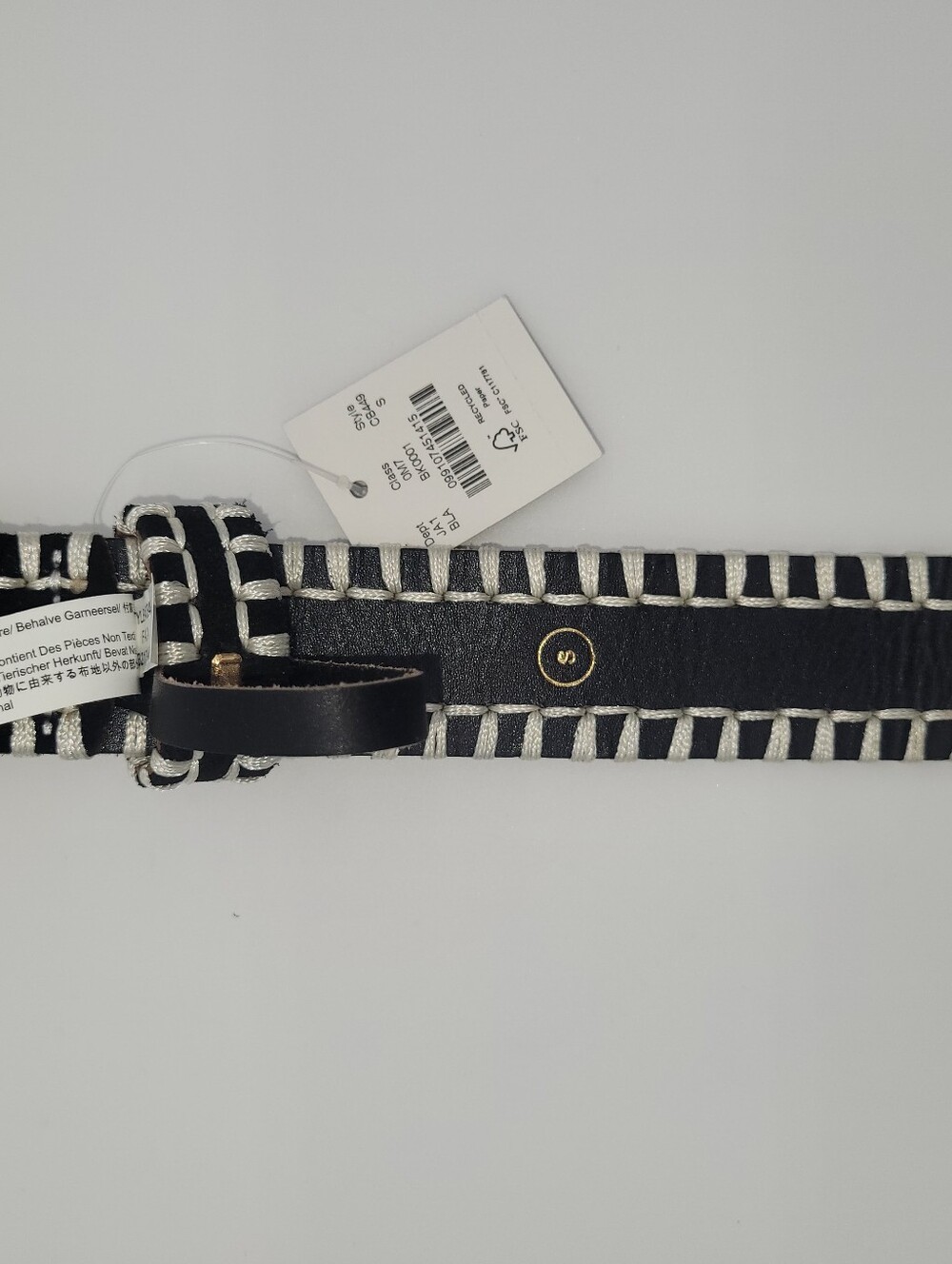 J Crew Black Leather Belt with White Stitch Detailing - Picture 3 of 4